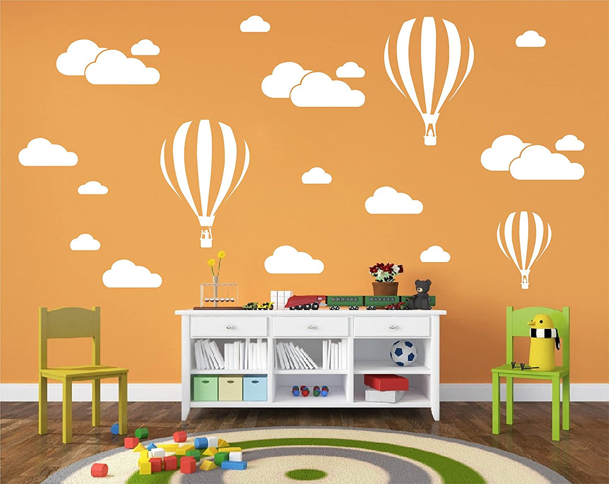 White Clouds & Hot Air Balloons Art Sticker