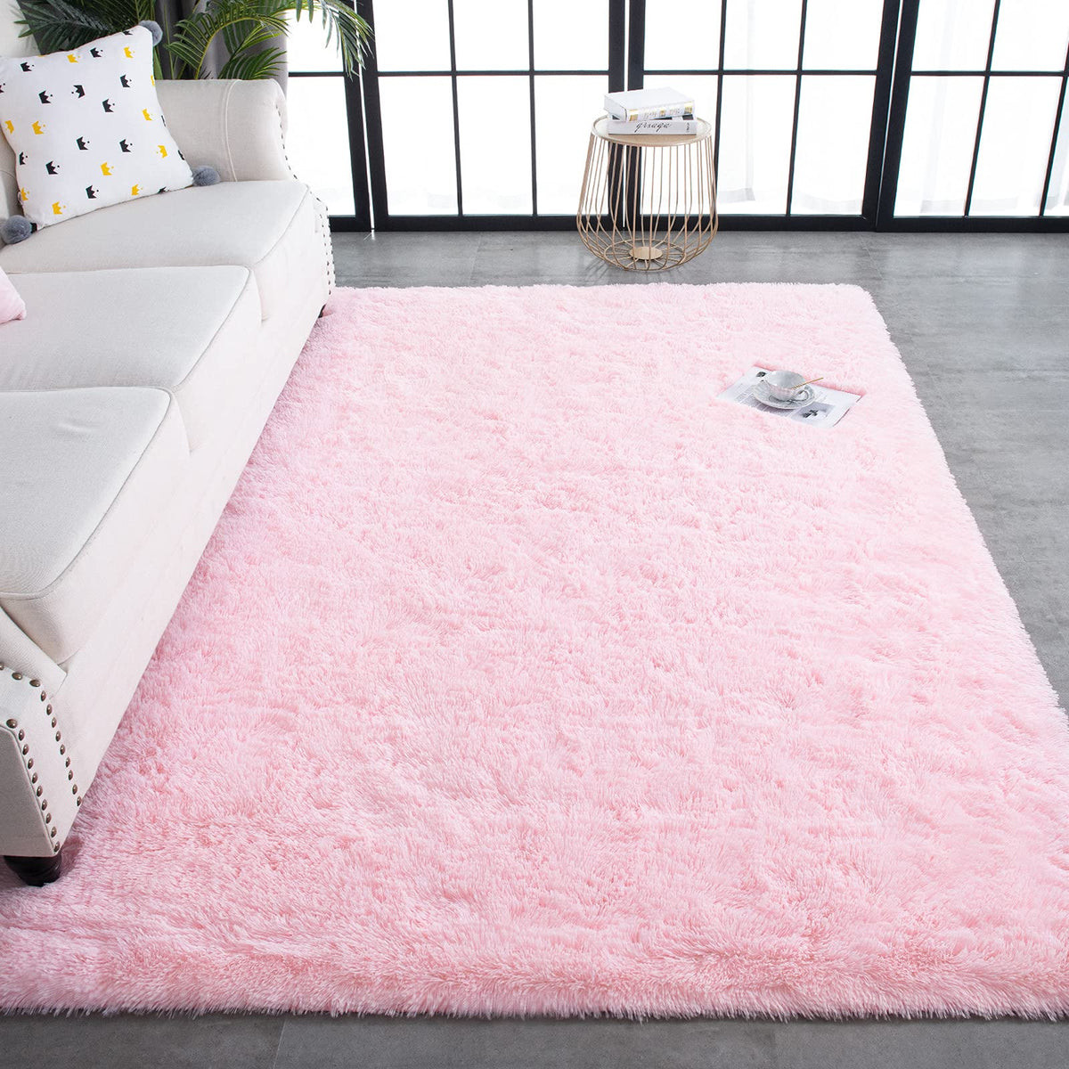 150 × 245 cm Pink Plush Shag Area Rug