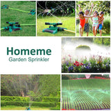 Garden Sprinkler, Automatic 360 Rotating Adjustable Garden Water Sprinklers Lawn Irrigation System Covering Large Area with Leak Free Design Durable 3 Arm Sprayer, Easy Connection