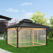 New Gazebo Mo-squito Net Outdoor Gazebo Netting Screen Replacement Universal 4-Panel Sidewalls with Zipper Waterproof Mo-Squito Netting (12' x 12', Brown)
