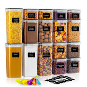 16 Pieces Airtight Food Storage Containers Set for Kitchen & Organisation - Pantry Storage Organiser, Cereal Storage Containers with 100% Leak-Proof Lids Ideal for Dry and Wet Food