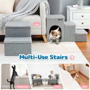 3-Step Foldable Pet Stairs with Storage & Resting Cubby – 20 kg