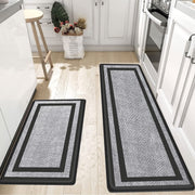 2-Piece Black & Grey Cushioned Kitchen Mat Set