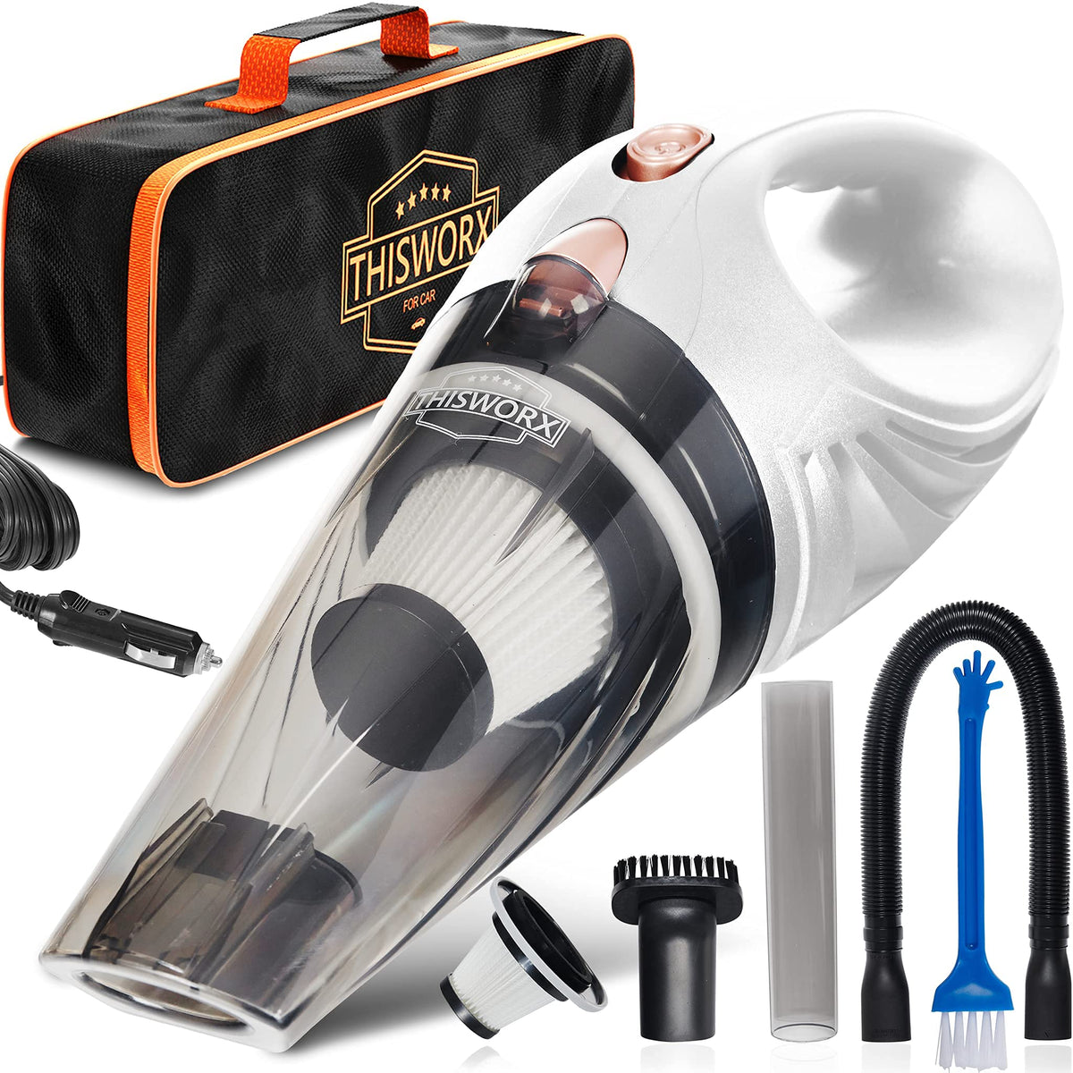 12V Handheld Car Vacuum Kit with 4.9 m Cord