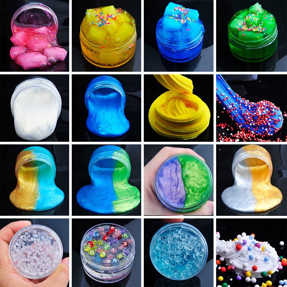 Unicorn DIY Slime kit Supplies-6 Cloud Slime6 Clear Slime3 Jelly Cube5 Unicorn55 Glitter4 Magic Clay with DIY Slime Tool and Slime Box