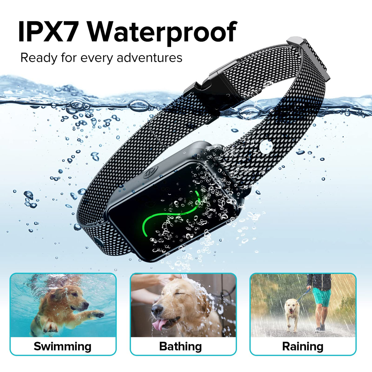 Dog Training Collar, Rechargeable Shock Collar for Dogs with Vibration, Electric Shock, Beep, Security Lock, Remote and Waterproof for Small, Medium, Large Dogs