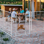 8-Panel 80cm Powder-Coated Steel Dog Playpen – White
