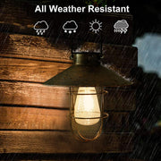 Solar Lantern Outdoor Hanging Light Metal Solar Lamp with Warm White Edison Bulb Design for Garden Yard Patio Porch Decor(Copper)