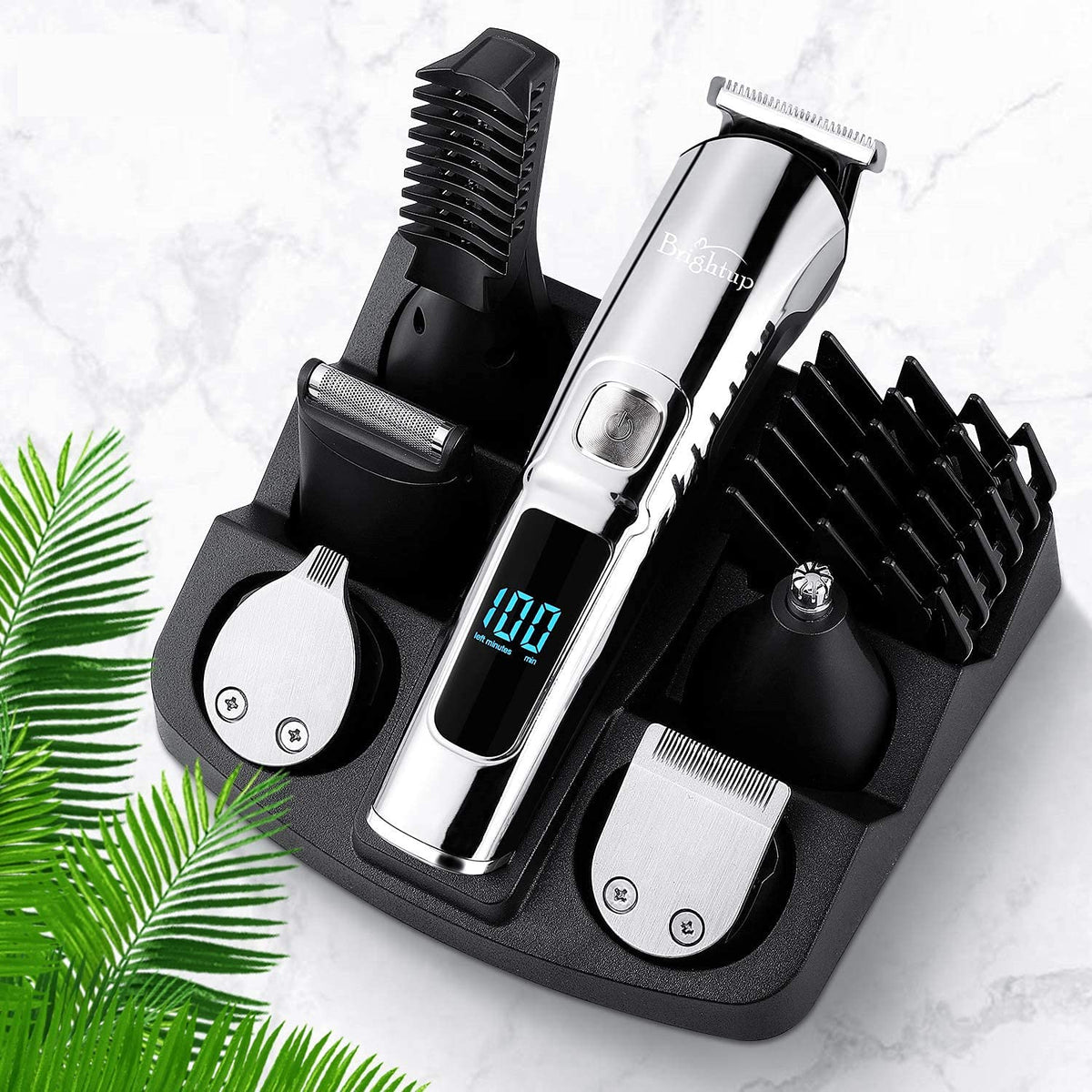 Beard Trimmer, Cordless Hair Clippers Hair Trimmer for Men, Waterproof Body Mustache Nose Ear Facial Cutting Groomer, Electric Shaver All in 1 Grooming Kit, USB Rechargeable & LED Display