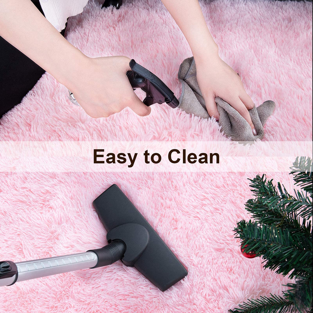 150 × 245 cm Pink Plush Shag Area Rug