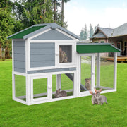 Two-Level Timber Small-Animal Hutch with Ramp & Sliding Tray – 145.5 cm