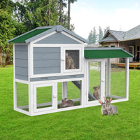 Two-Level Timber Small-Animal Hutch with Ramp & Sliding Tray – 145.5 cm