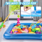 52-Piece Magnetic Fishing Game with Inflatable Pool & Basket