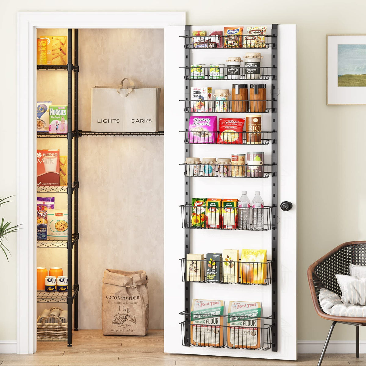 8-Tier Adjustable Over-Door Pantry Organiser