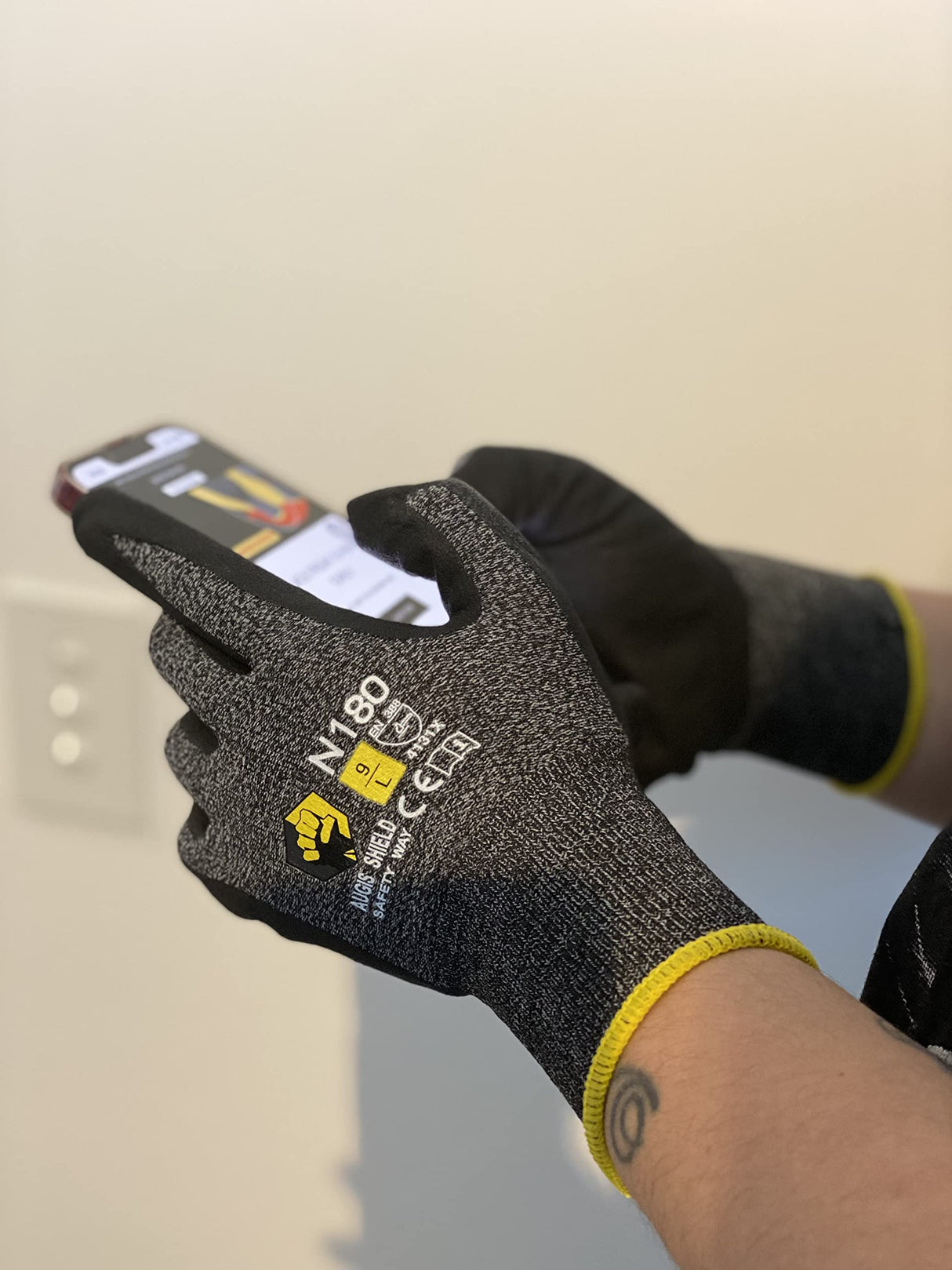 12 Pairs Micro-foam Nitrile Coated Work Gloves, Ideal for General Purpose, Automotive, Construction, Home Improvement (Touchscreen Compatible)