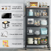 5-Tier Black Rolling Baker’s Rack with Hooks