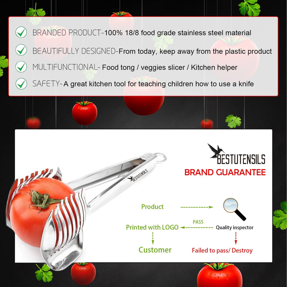 Stainless-Steel Tomato & Produce Slicing Guide