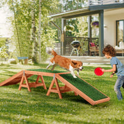 Fir-Wood Dog Agility Arch Bridge with Artificial Grass – 70 kg