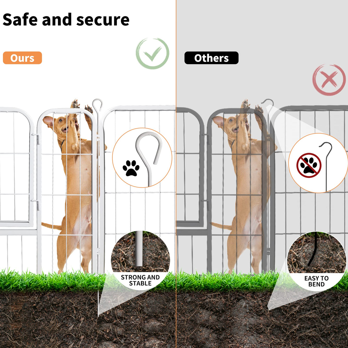 8-Panel 80cm Powder-Coated Steel Dog Playpen – White
