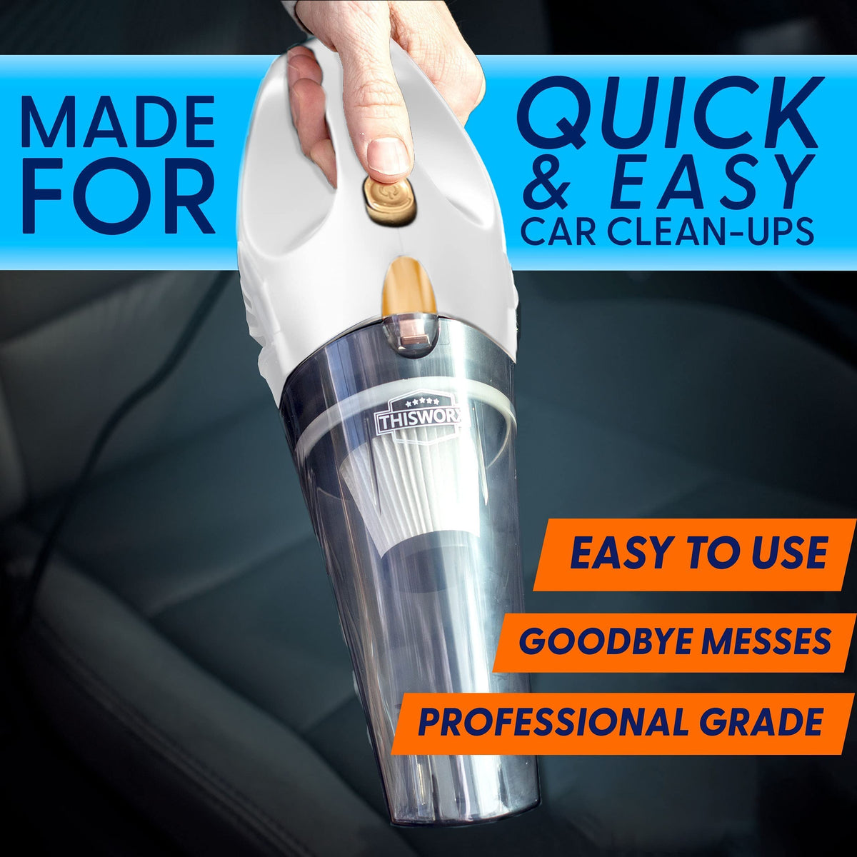 12V Handheld Car Vacuum Kit with 4.9 m Cord