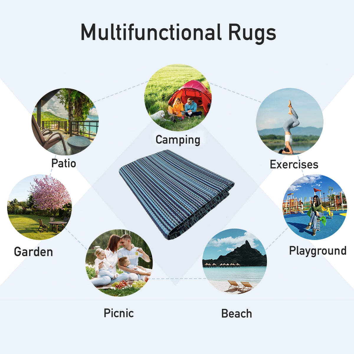 120 × 180 cm Navy Polypropylene Outdoor Rug