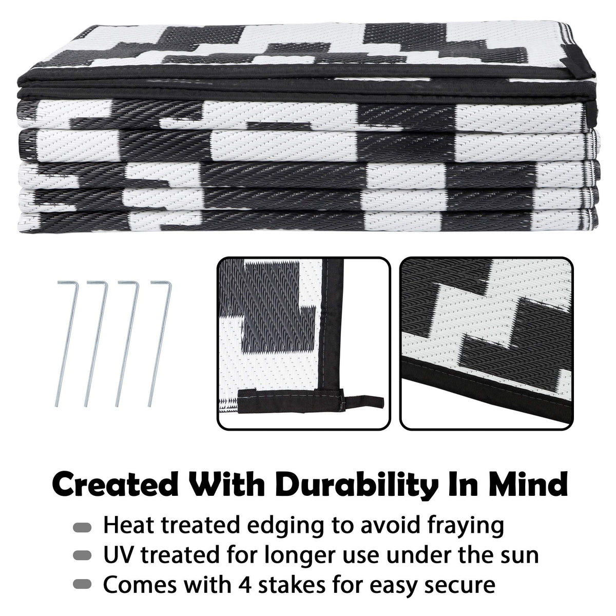 150 × 245 cm Reversible Plastic-Straw Outdoor Rug