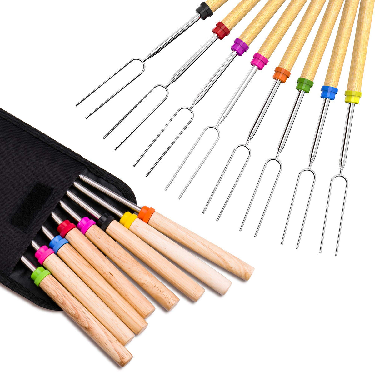 Marshmallow Roasting Stick, Splaks Marshmallow 8 Roasting Sticks 32 Inch Telescoping Extendable Roasting Sticks for BBQ Camping Campfire Grill Outdoor(Pack of 8 Sticks)