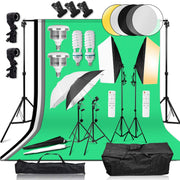 Complete Bi-Colour Photography Studio Lighting Kit with 4 Backdrops