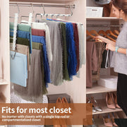 2-Pack S-Shaped 5-Rail Trouser & Scarf Hangers