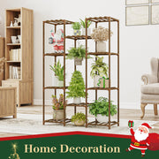 10-Shelf Eucalyptus Wood Plant Stand