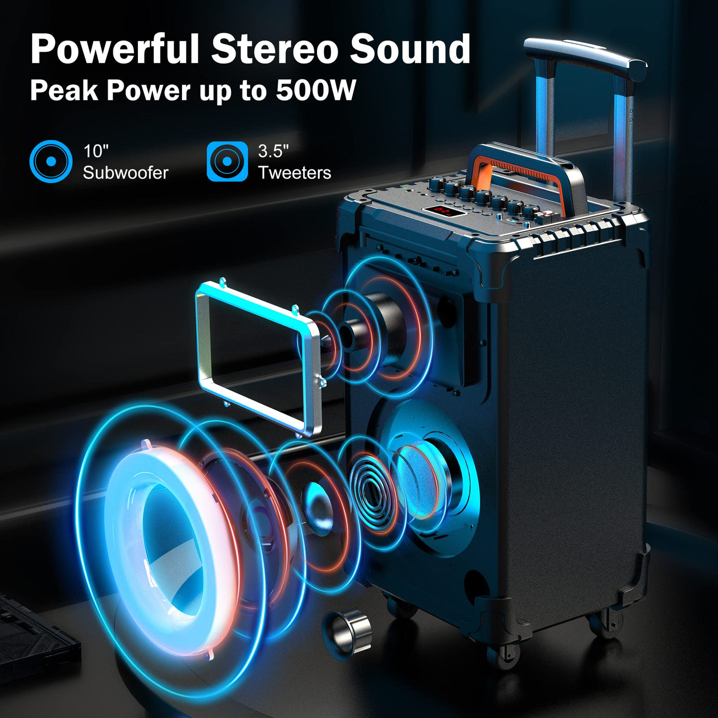 JYX 10-Inch Karaoke Party Speaker with 2 Wireless Microphones