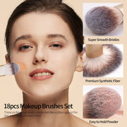MAANGE 18-Piece Synthetic Makeup Brush Set – Champagne Gold
