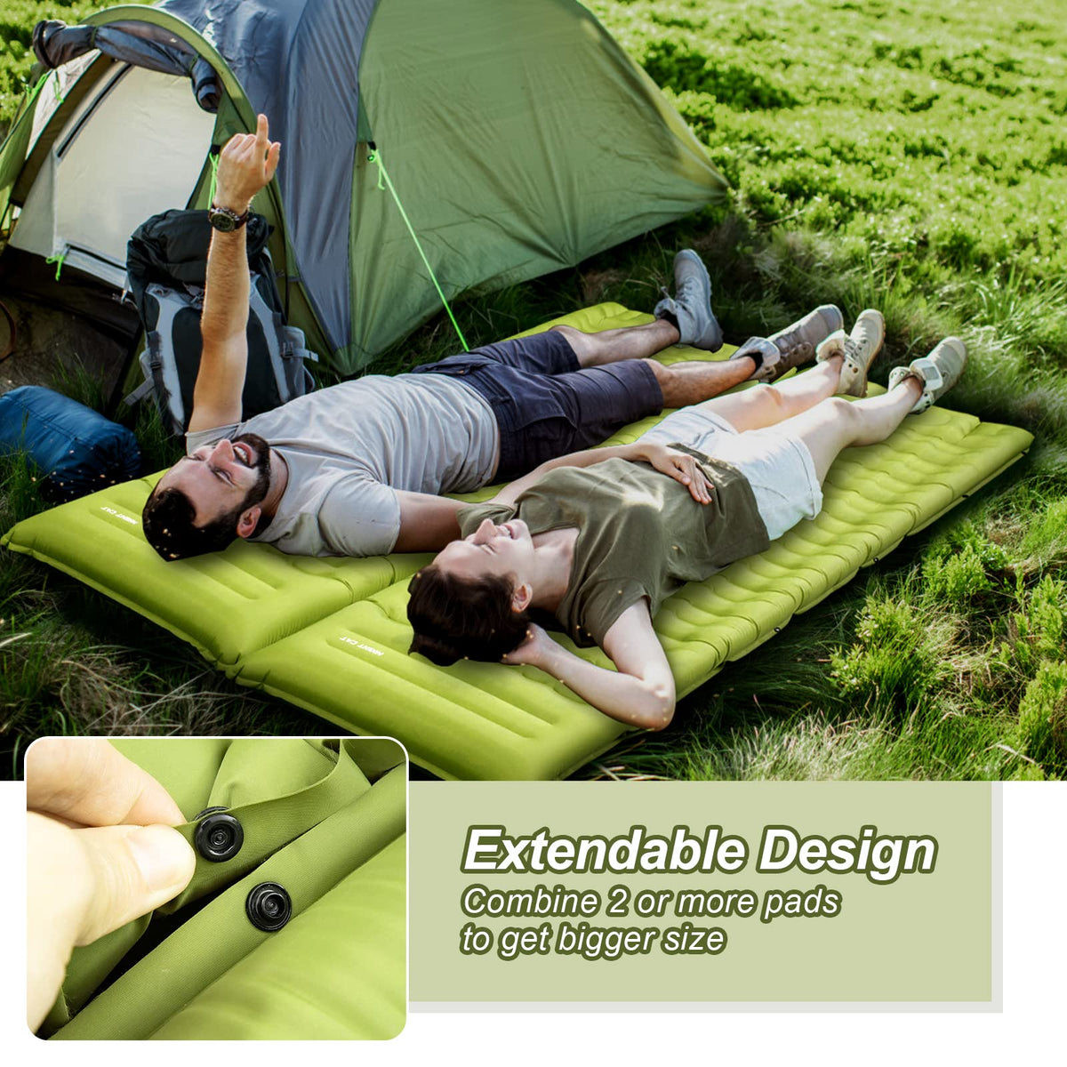 Night Cat 10 cm Inflatable Sleeping Pad with Foot Pump & Pillow