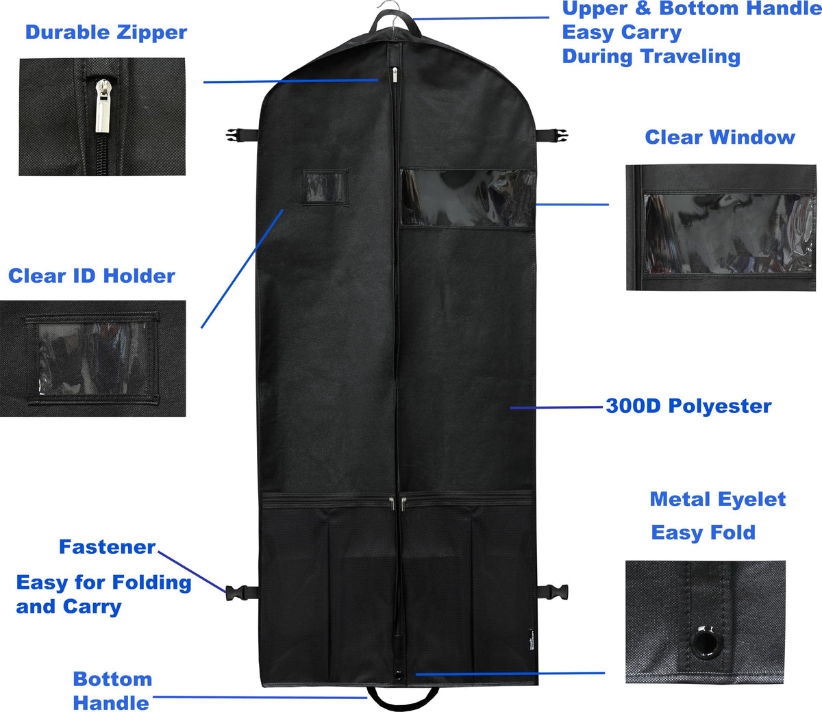 60-Inch Extra-Wide Garment Bag with Accessory Pockets