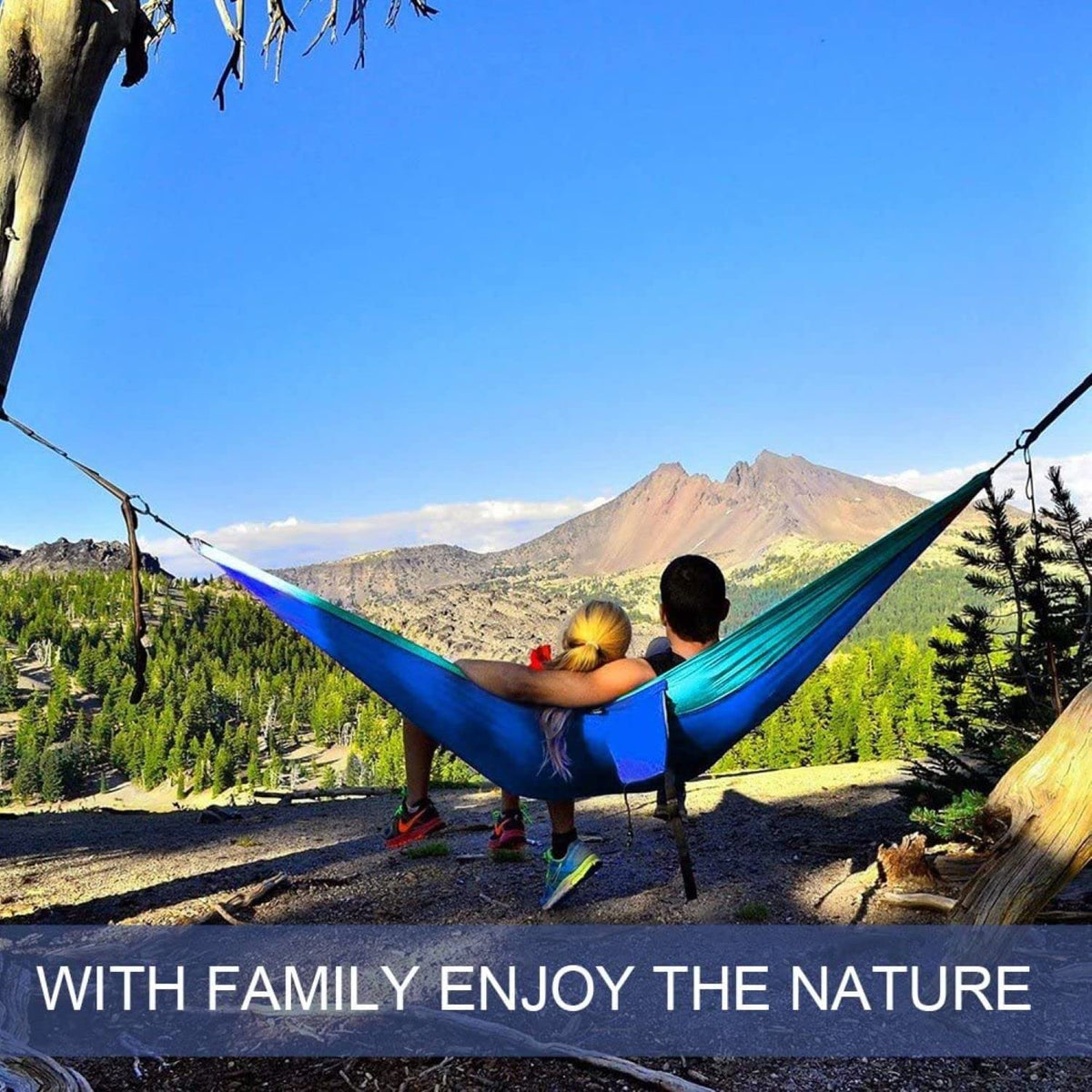 Camping Hammock with Zippered Mosquito Net – Blue