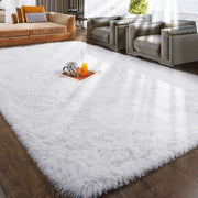 150 × 260 cm White Fluffy Shag Area Rug