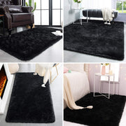 120 × 180 cm Black Fluffy Shag Area Rug