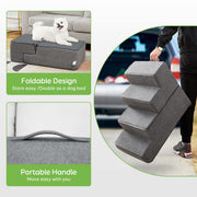 4-Step Grey Pet Stairs with Foam Core & Washable Cover – 45 cm