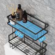 2-Tier Bathroom Over The Toilet Storage Shelf, Bathroom Storage Organizer with Toilet Paper Holder, Space Saver,Black
