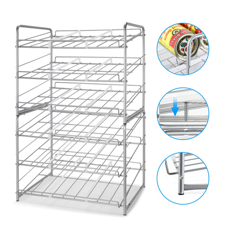 Simple Trending Stackable Can Rack Organizer, Silver