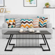 Black Faux-Marble Coffee Table with Steel Legs
