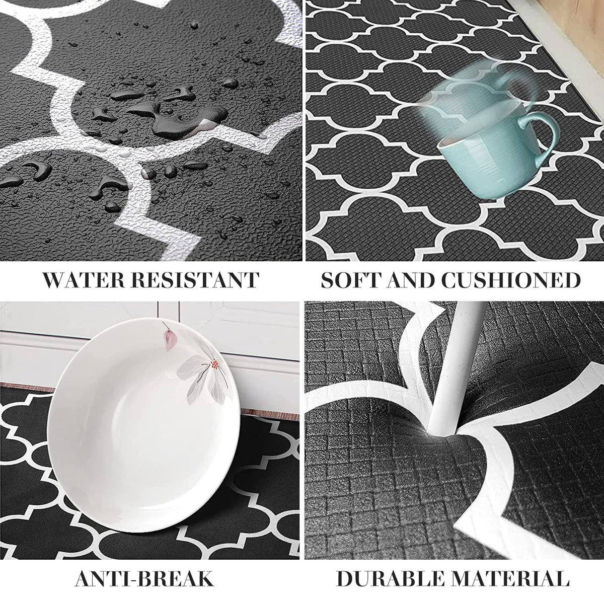 Black Waterproof Cushioned Kitchen Mat – 2 Sizes