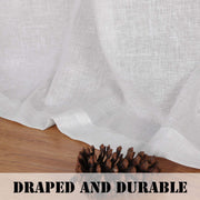 White Semi-Sheer Linen-Blend Curtains – 132 × 243cm, Pair