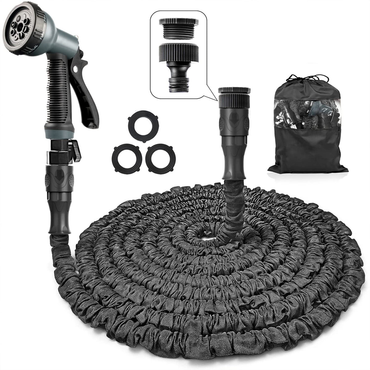 15 m Expandable Garden Hose with 8-Function Nozzle