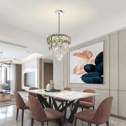 Mini Crystal Chandelier,Chrome Ceiling Pendant Light Fixtures,LED Crystal Flush Mount Ceiling Light Dimmable with Remote for Bedroom Dining Room Hallway(18W/3000-6500K)