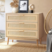 3-Drawer Rattan Tallboy Storage Cabinet