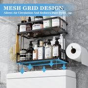 2-Tier Bathroom Over The Toilet Storage Shelf, Bathroom Storage Organizer with Toilet Paper Holder, Space Saver,Black
