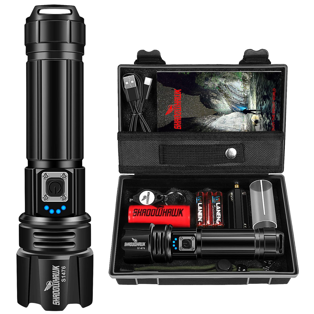 Rechargeable Zoom LED Torch with Power Bank