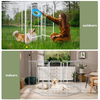 8-Panel 80cm Powder-Coated Steel Dog Playpen – White