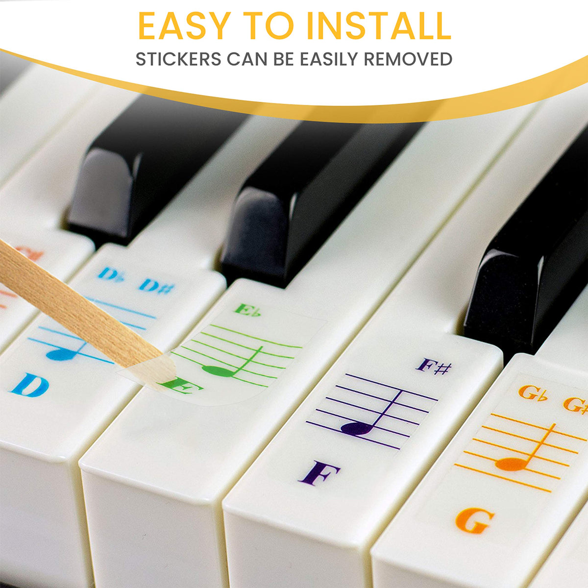 Colour Piano Stickers for 88/76/61/54/49/37 Key Keyboards – Transparent and Removable